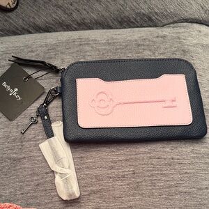 Belyn Key Navy and Pink Key Design Wallet